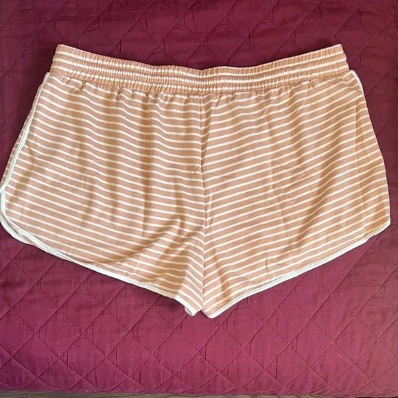 Striped Pink Knit Lounge Shorts with Drawstring Waist - Picture 5 of 5